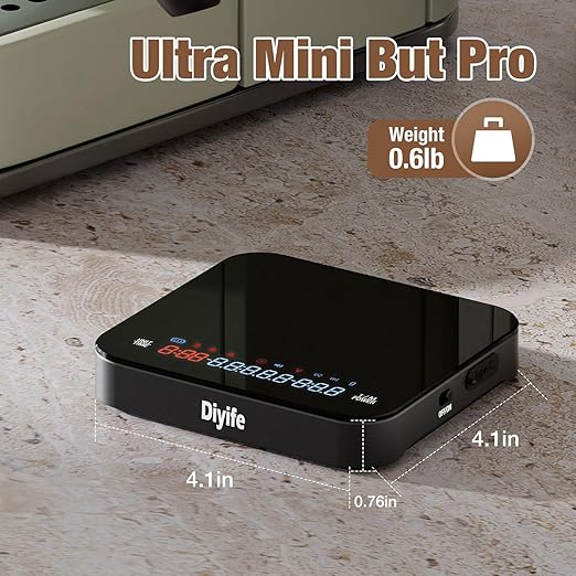 Professional Mini Coffee Scale with Timer, Diyife Rechargeable Espresso Scale, 2kg/0.1g Accurate Scale for Pour-Over Coffee, Portable Digital Kitchen Scale for Drip Coffee, French Press