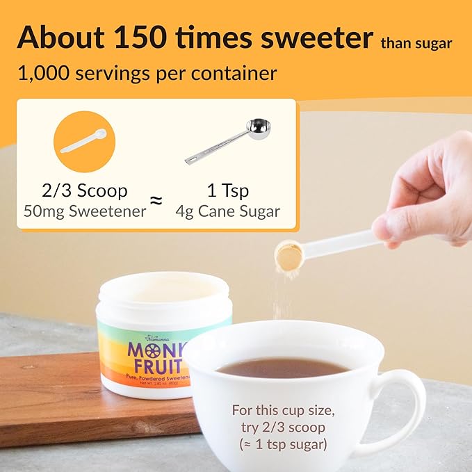 NAMANNA Pure Monk Fruit Sweetener - Zero Calorie, Zero Carb, Paleo Safe (25% Mogroside V, 50g, 1000 Servings)