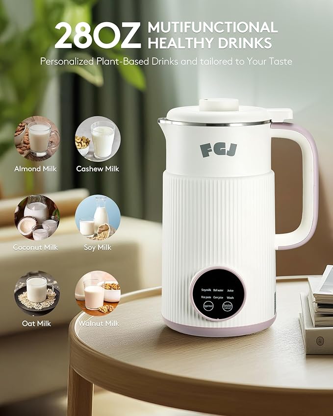 Nut Milk Maker Machine 28OZ, 6 in 1 Soy Milk Maker Blender, Stainless Steel Blenders for Oat, Almond, Plant Based Milk, Automatic Soybean Machine With Delay Start/Keep Warm/Boil Water/Self-Cleaning