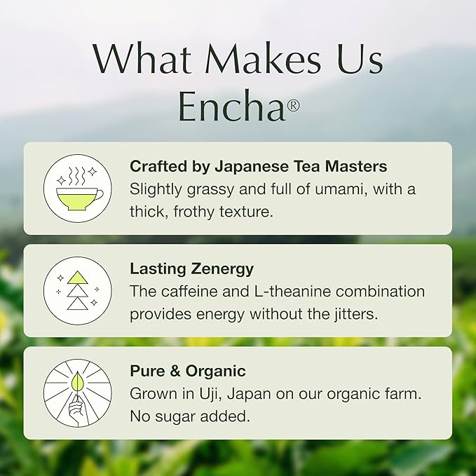 Encha Latte Grade Matcha Powder - First Harvest Organic Unsweetened Matcha Green Tea, From Uji, Japan (60g/2.12 Ounce) Premium Powder for matcha latte, smoothie | Caffeine, L-Theanine