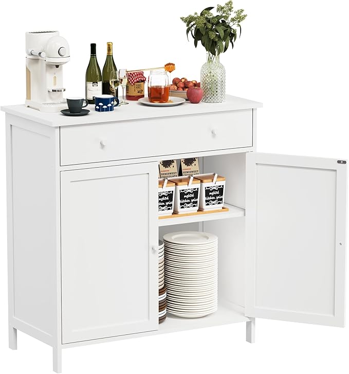 Oakcloud Modern 2-Door Sideboard Buffet Cabinet with Drawers - Coffee Bar Station, Adjustable Shelves, Magnetic Door & Anti-Tip Design, Storage Cabinet for Dining Room, Living Room