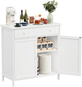 Crownland 31" Sideboard Buffet Cabinet with Drawer, 2-Door Kitchen Storage Cabinet with Adjustable Shelves, Modern Farmhouse Sideboard, Coffee Bar for Dining Living Room(White)
