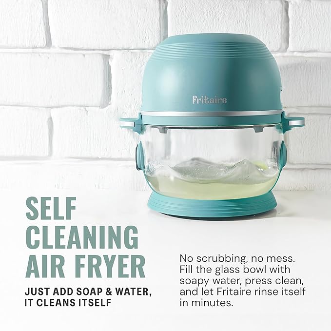 Non-Toxic Air Fryer - Glass AirFryer 5 Quart w/ 360 Visibility, Self-Cleaning, 400F Vortex Air Fryer for Even Cooking, BPA-Free Teflon Free, 6-in-1 Functions, Rotisserie, Roast, Bake, Glass