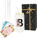 Monogrammed Glass Drinking Cup With Lid Straw Personalized Customized Post Cards 16th 18th 19th 20th 21st 30th 40th 50th 60th 70th 80th 90th 45th 65th 75th 1974 1964 40 60 70 Year Old Funny,Gift B