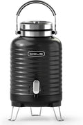 IDEUS Insulated Beverage Dispenser, All-in-one for Camping Vacuum Double-Wall Stainless Steel Water Cooler Coffee Carafe Jug Leakproof Drink Container with Handle, Spigot & Stand (Black, 1,4gal)