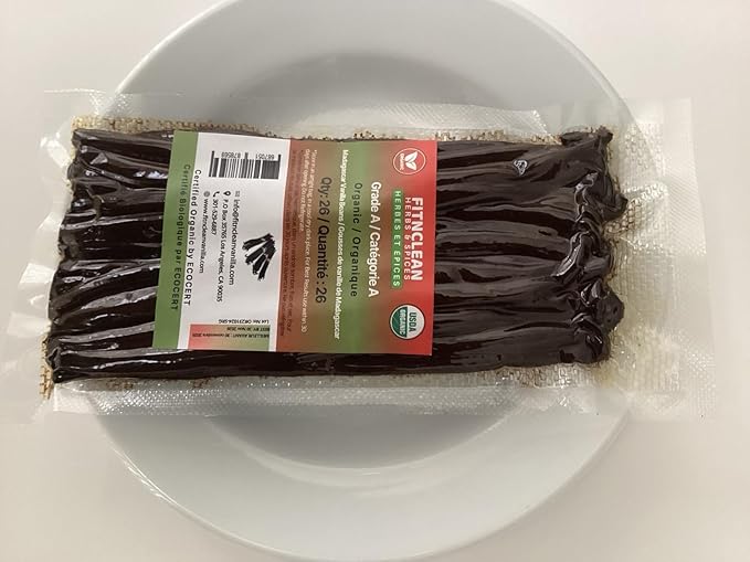26 Organic Madagascar Vanilla Beans Grade A. Certified USDA Organic. Fresh by FITNCLEAN VANILLA for Extract, Cooking, Brewing, Baking. Bulk Bourbon NON-GMO Whole Gourmet Pods