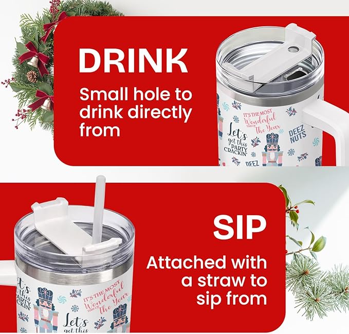 34HD Christmas Gifts for Women, Movie Tumbler 40 Oz with Handle, Coffee Travel Cup, Xmas Coffee Mug, Movie Lovers Gifts