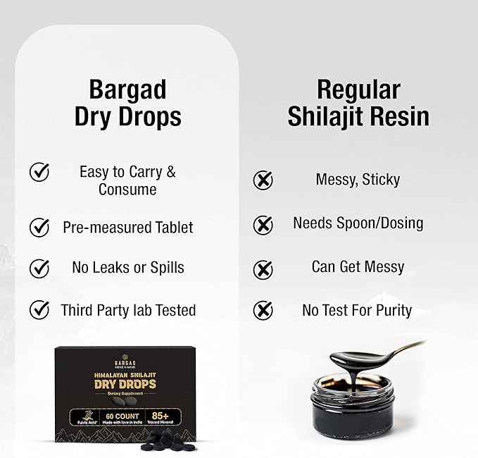 Shilajit Dry Drops | Natural Energy & Stamina | 100% Authentic Himalayan Shilajit Resin in Dry Form | Supports Vitality, Focus & Detox | No Additives or Fillers | 60 Count