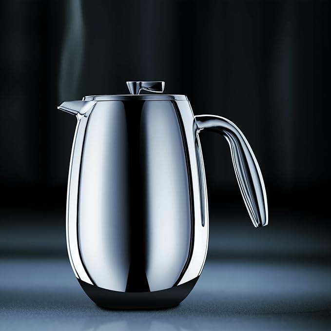 Bodum 17 oz Columbia Thermal French Press Coffee Maker, Insulated Double Wall Stainless Steel, Chrome