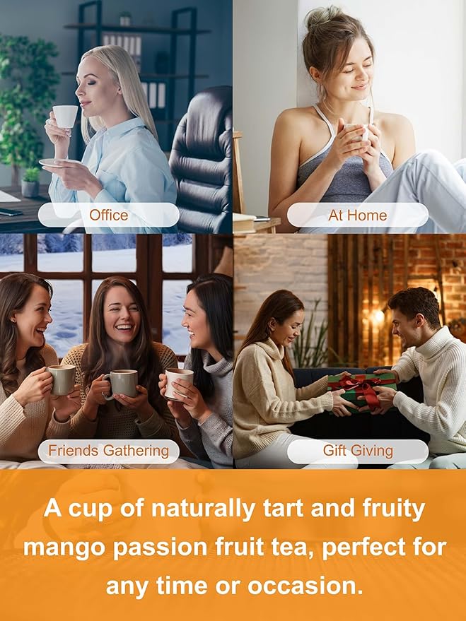 TeeLux Mango Passion Fruit Tea with Hibiscus Rosehip, Cinnamon & Citrus Blend, Caffeine-Free Tropical Tea, 100 Count