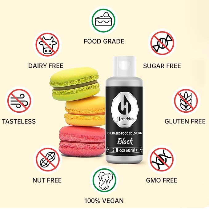Black Oil Based Food Coloring – 2 fl oz Professional Grade Concentrated Oil Food Dye for Melting Chocolate, Candy Melts, Cake Pops, Strawberries & Baking