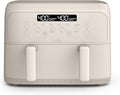 bella 4 Qt TriZone Air Fryer, EverGood™ Ceramic Nonstick Coating, Dual Basket Design w Removable Divider, Digital Touchscreen Control w 6 Preset Cooking Options, 1200 Watt, 3lb Capacity, Oatmilk
