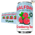 HALFDAY Prebiotic Iced Tea Cranberry, Supports Digestive & Gut Health, Plant Fiber & Prebiotics, 3g Sugar, 35 Calories, Natural Caffeine, Gluten Free, 12 fl oz (12 pack) Packaging May Vary