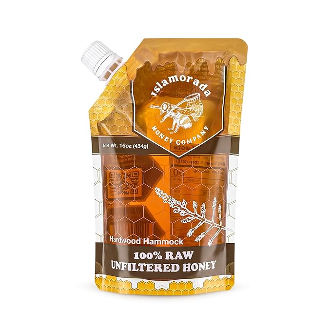 Raw Honey Organic Unfiltered, 16oz Pouch - Unpasteurized Hardwood Hammock Natural Raw Honey by Islamorada Company