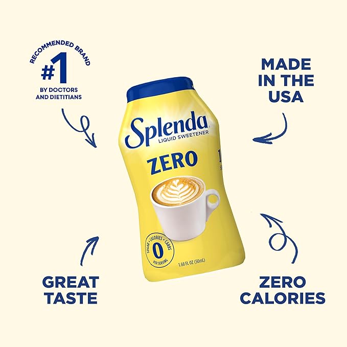 SPLENDA LIQUID Zero Calorie Sweetener drops, 1.68 Ounce Bottle (Pack of 3)