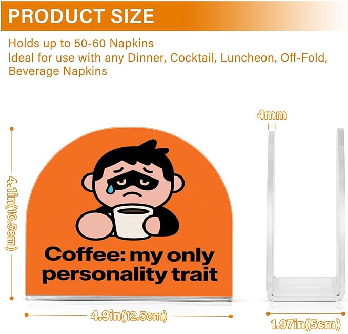 Coffee The Trait Acrylic fall napkin holder for Farmhouse Cocktail freestanding napkin and utensil holder home decor for Farmhouse Cocktail 1Pack