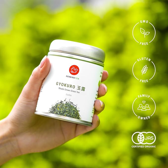 Senbird Premium Gyokuro, Japanese Shade Grown Green Tea - From Kyoto Japan - Imperial Loose Leaf Green Tea In Airtight Tea Tin (1.76oz/50g)