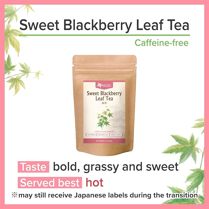 Onkatsu Farm Sweet Blackberry Leaf Premium Japanese Tea Bags, Bold Herbaceous Flavor, Hot or Iced, Caffeine Free, 30 Total Tea Bags