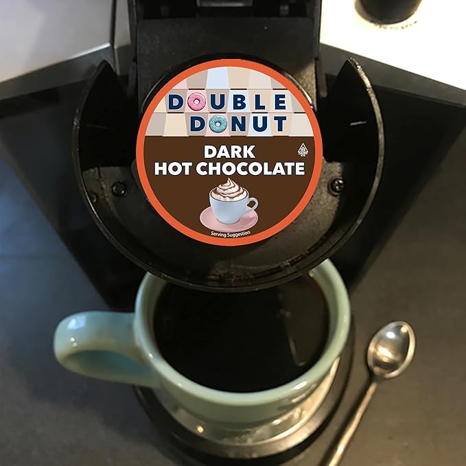 Double Donut Dark Hot Chocolate Pods for Keurig K Cups Brewers, Single Serve Dark Hot Cocoa Pods, 24 Count (Pack of 2)