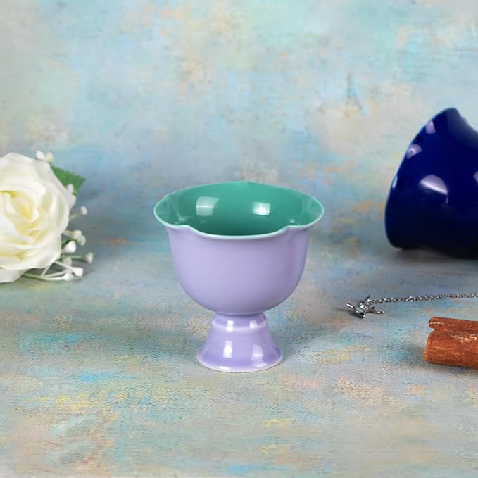 KAMMAK Tea Cup, 2.6oz Small Tea Cups for Home, Party, Office, Porcelain Tea Cup Set, Ceramic Teacups, Chinese Kungfu Tea Set for Hot/Cold Drink (Purple and Dark Blue)