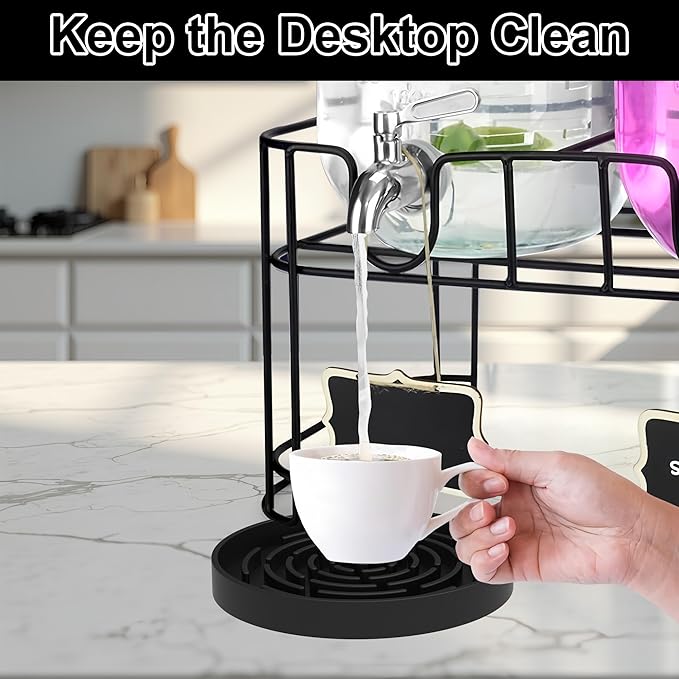 Drip Pan Compatible with Hamilton Beach Coffee Urn, 2 Pack Black Silicone Drip Mat for VONDIOR Gezoss Coffee Carafe and Other Beverage Dispenser