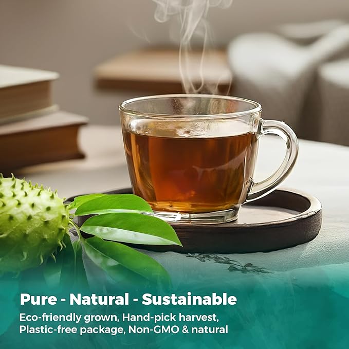 Fresh Soursop Leaf Tea from the USA – 100% Pure, Wild-Harvested Herbal Loose Leaf Tea, Natural Aroma, Caffeine-Free, No Additives or Preservatives, Grown and Packed in the USA (450 Leavess)
