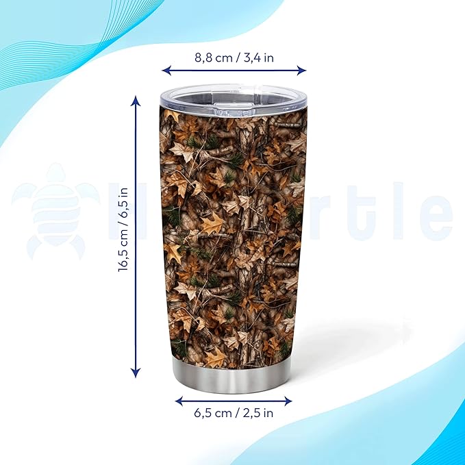 Hyturtle Personalized Hunting Gifts For Men - Deer Hunting Camo Tumbler 20Oz Travel Coffee Stainless Steel - Fathers Day Hunting Gift For Dad, Him, Boy, Husband, Hunters From Son, Wife On Birthday