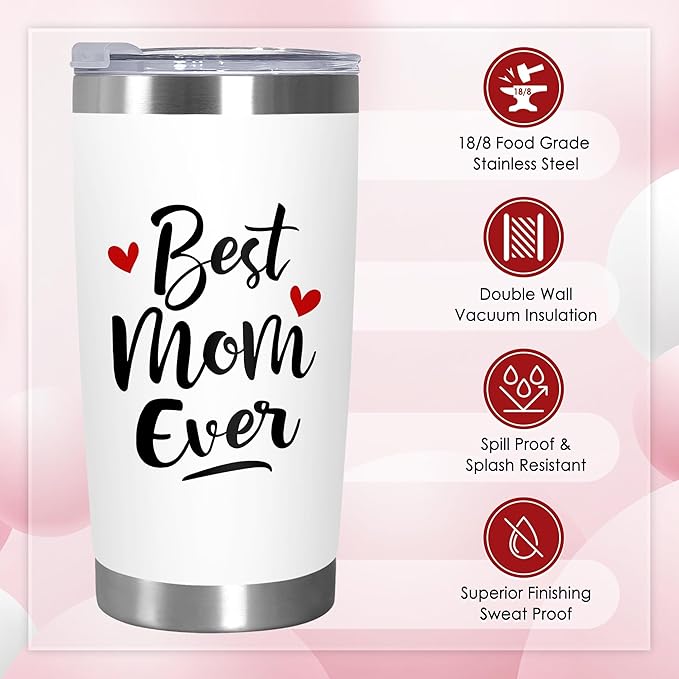 TEEZWONDER Christmas Birthday Gifts for Mom - 20 oz Stainless Steel Insulated Coffee Tumbler with Lid - Mothers Birthday Gifts from Daughter Son, Mothers in Law, Mama, Grandma, Tumblers for Women