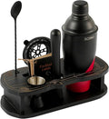 Cocktail Shaker Set with Unique Car-Shaped Wooden Stand,Bartender Kit with 24oz Shaker,Jigger,Muddler,Mixing Spoon,Strainer & Recipe Cards–Professional Home Bar Set