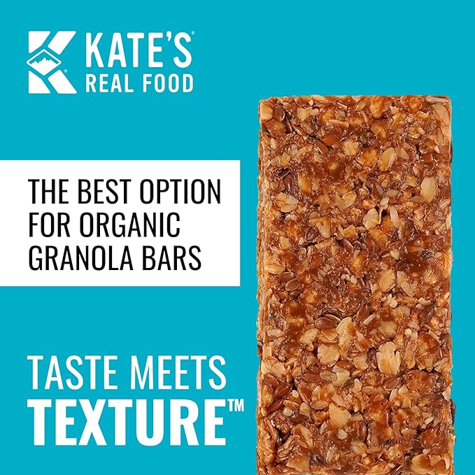 Kate’s Real Food Organic Energy Bars, Non-GMO, All-Natural Ingredients, Gluten-Free and Soy-Free Healthy Snack with Natural Flavors, Peanut Butter Hemp and Flax (Pack of 6)