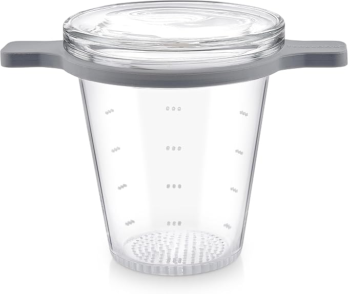 Teabloom Purity Loose-Leaf Tea Glass Infuser with Versatile Lid – 3.3 Borosilicate, Laser-Perforated Design, Universal Fit for Cups & Teapots, Toxin-Free Brewing, Ideal for Whole-Leaf Teas