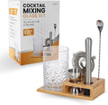 Cocktail 24oz Mixing Glass Set with Jigger, Muddler, Spoon, Hawthorne Strainer & Bamboo Stand - Mixology Pitcher for Stirrer Cocktails - Birthday Gifts for Friends & Family