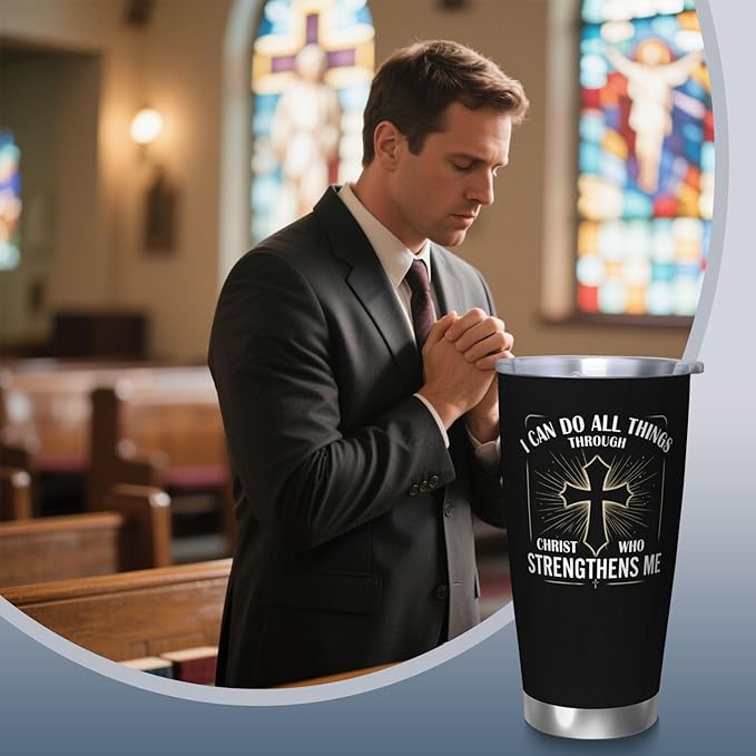 Christian Gifts for Men, Religious Coffee Mugs, Christian Tumbler, 20oz Coffee Tumbler, Religious Coffee Mugs, Spiritual Gifts for Men
