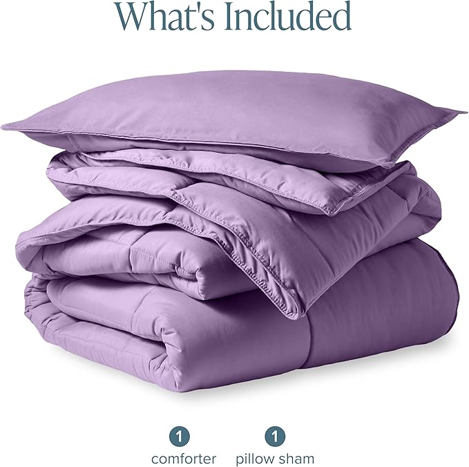 Bare Home Comforter Set - Extra Long Size - Ultra-Soft - Goose Down Alternative - Premium 1800 Series - All Season Warmth (Twin/Twin XL, Lavender)