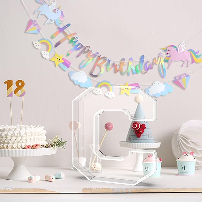 13.8" Acrylic Letter Charcuterie Tray, Charcuterie Letters Fillable Box for Food, Reusable Serving Cake Candy Dish Display Tray for Birthday Anniversary Party Decoration (Letter C)