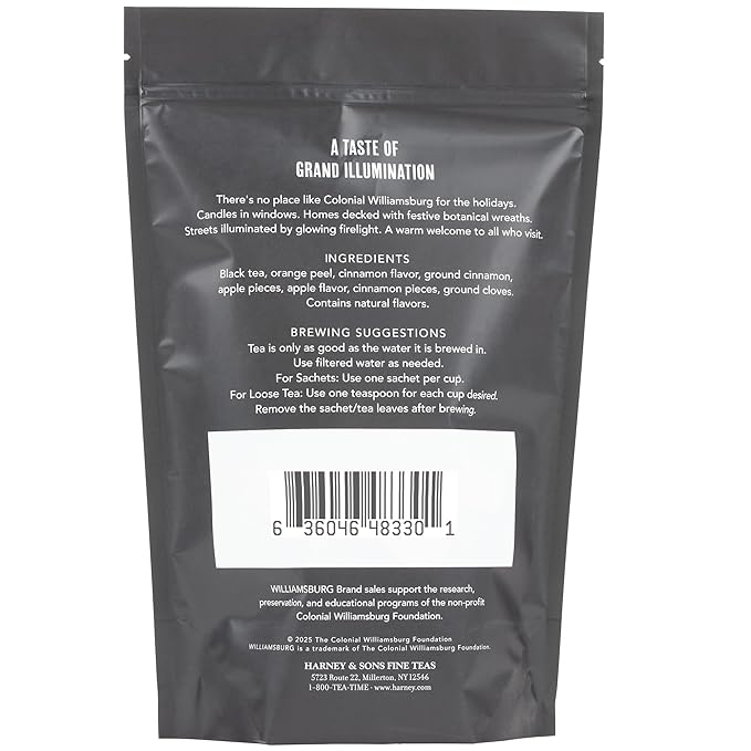 Harney & Sons Holiday Heritage Colonial Williamsburg Blend | Black Tea with Warm Apple, Cinnamon, and Orange Peel, 16 oz loose tea