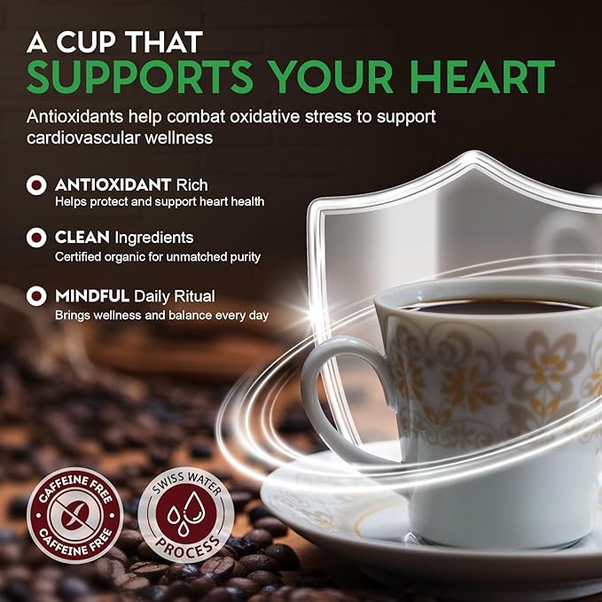 Cardiology Coffee – Organic Decaf Whole Bean Coffee, Swiss Water Process, Mold-Free, Heart-Healthy, 12oz (Medium Roast)