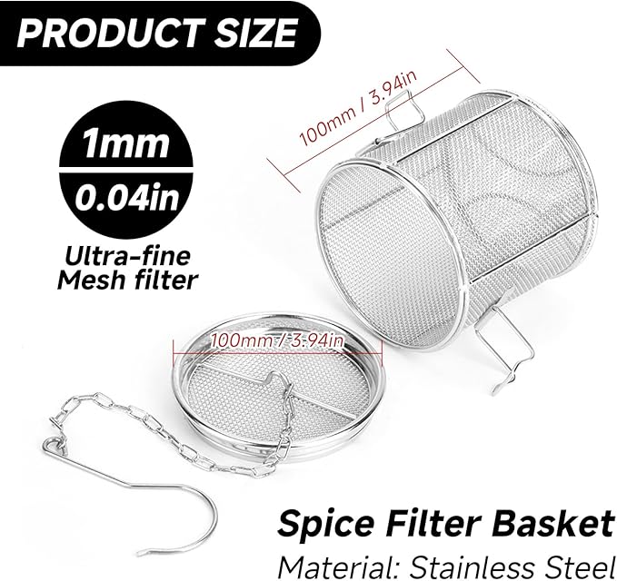 Seasoning Strainer Large Stainless Steel Tea Infuser, sieve fine mesh with Extended Chain Hook for Brew Loose Leaf Tea, Seasonings Cooking, Ice Cube