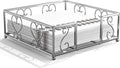 Flat Napkin Holder for Table – Silver Square Dispenser for Paper Napkins, Modern Metal Caddy for Kitchen or Dining, Iron Weighted Organizer, Kitchen Dining Room Decor 7.4 x 7.4 Inch