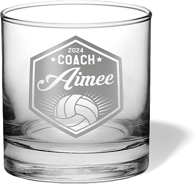 Volleyball Coach Beer Glasses - Volleyball Coach Gifts Personalized Coach Pint Glass Engraved Coach Award Volleyball Beer Glass End of Season Gifts Coach (Volleyball, Single Whiskey Gift Box)