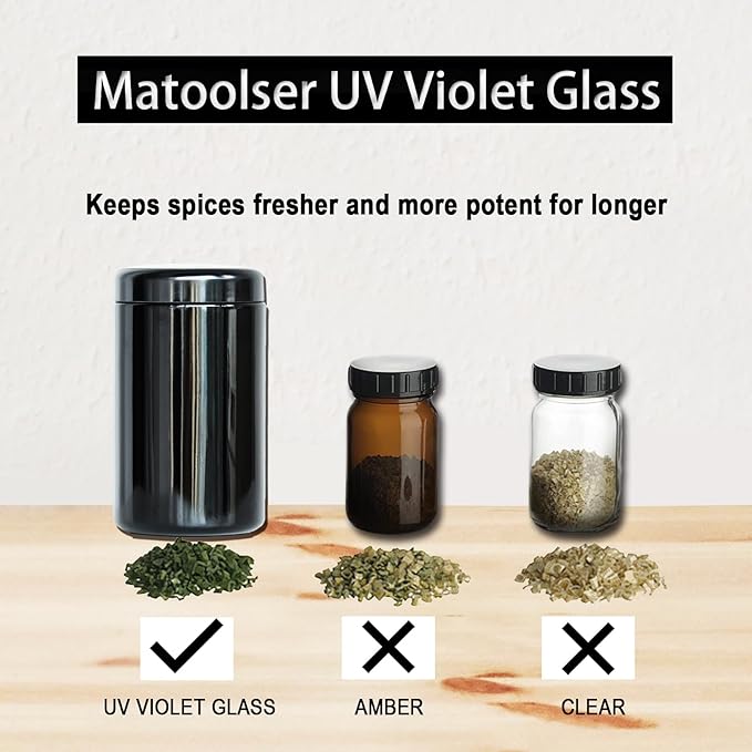 Black Glass Airtight Storage Container Jar 500ml 1 OZ with UV Protection for Spice Coffee