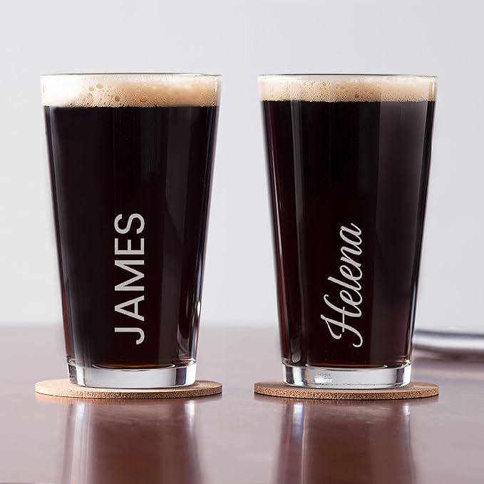 Lifetime Creations Engraved Personalized Name Pint Glass - Custom 16 oz Beer Glass Etched with Name Vertical, Made in USA