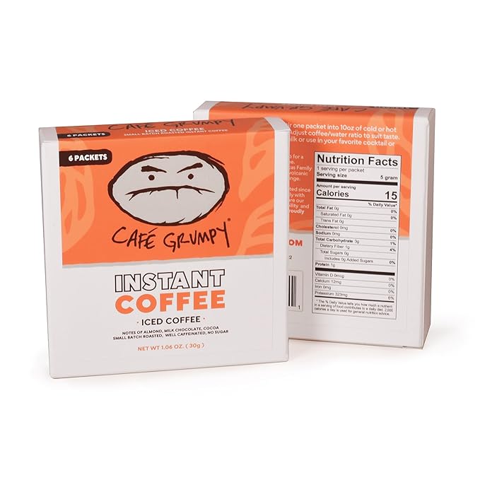 Café Grumpy - Instant Coffee Single Serving - Iced Coffee - Medium Roast - Fresh Ground Arabica Beans Taste - 6 Individual Packets - 1.06 oz (30g)