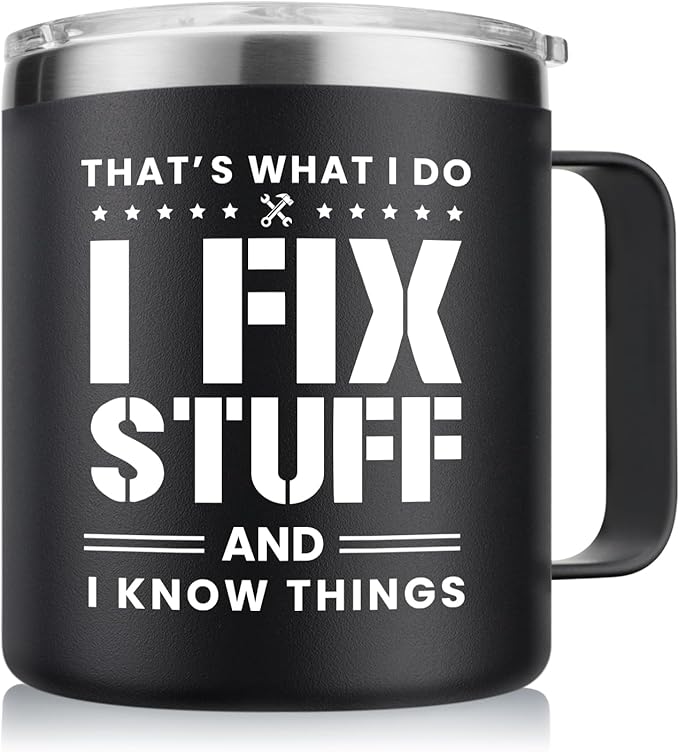 NOWWISH Christmas Gifts for Men, Dad Coffee Mug, Fun Birthday Cups for Dad Husband Grandpa from Daughter Son, 14oz Black