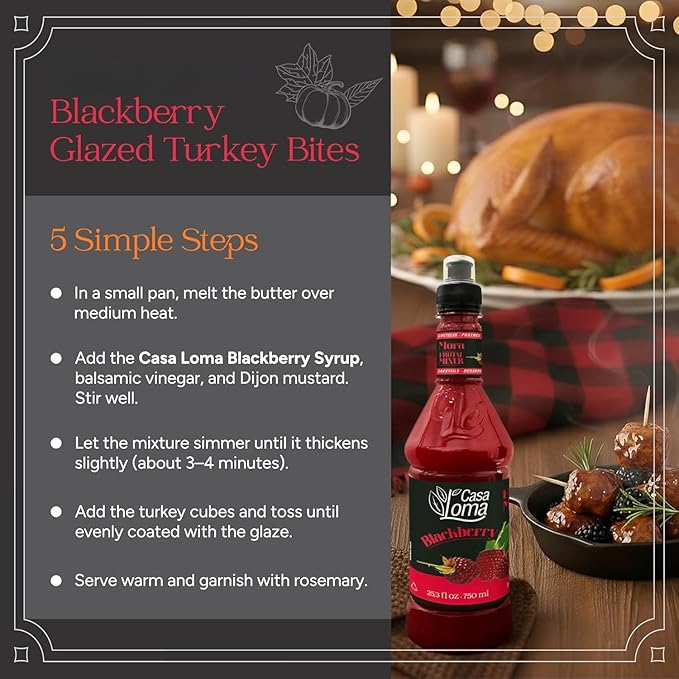 Casa Loma Premium Black Berry Syrup – 750 ml Authentic Colombian Gourmet Artisan Crafted Syrup Sauce for Beverages, Desserts, Cooking & Mixology, Made with Real Fruit, Vegan, Non-GMO, and Gluten-Free