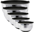 Stainless Steel Mixing Bowls with Lids and Non Slip Bases (Set of 5, Black)