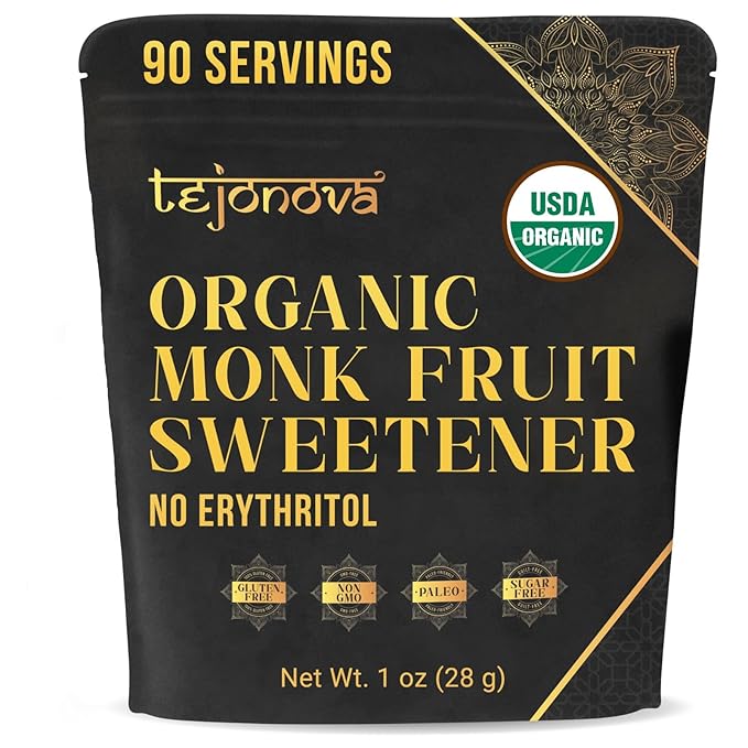 Organic Monk Fruit Powder, Pure Monk Fruit Sweetener No Erythritol, Monkfruit Sweetener Pure Goodness, Monk Fruit Sugar Susbtitute, Monk Fruit Extract Powder, 1oz 90 servings by tejonova