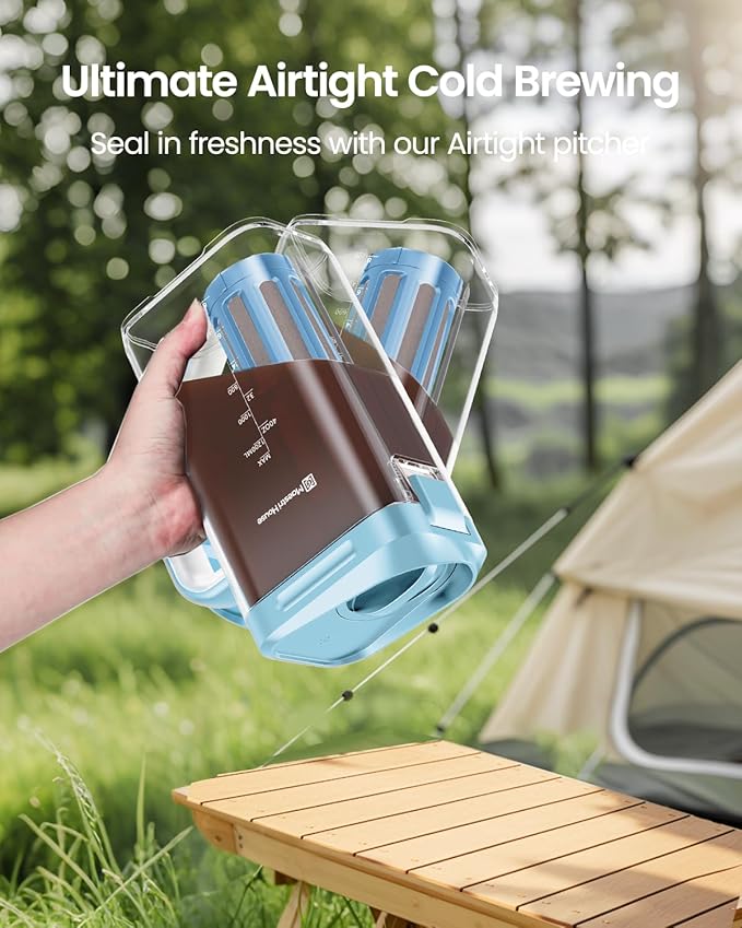 Maestri House Cold Brew Coffee Maker, 40oz Iced Tea and Coffee Maker Brewer Space Saving Tritan Pitcher, 350 Mesh Filter, 100% Leak-Proof