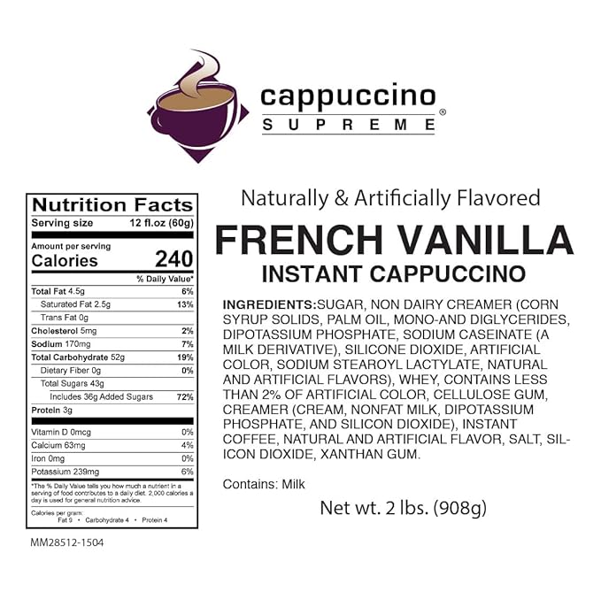 Cappuccino Supreme French Vanilla Instant Cappuccino Mix 6 x 2 lbs