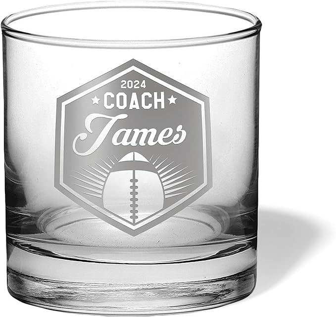 Football Coach Beer Glasses - Football Coach Gifts Personalized Coach Pint Glass Engraved Coach Award Football Beer Glass End of Season Gifts Coach (Football, Single Whiskey Gift Box)